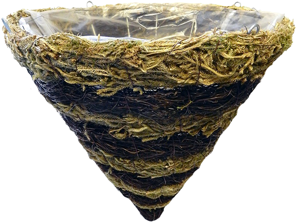 16 x 17 Inch Rattan Cone Moss 4 Strand Hanger – 15 per case - Hanging Baskets